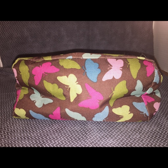 Brown Lunch Bag W/ Colorful Butterflies &Blue Trim - Picture 3 of 7